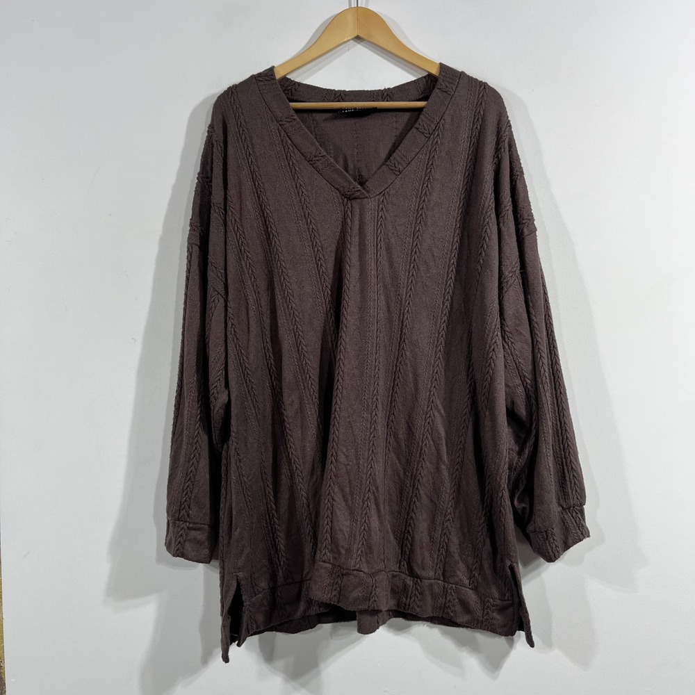 Lane Bryant Fisherman Parisian Brown Cable Knit Sweater Size 26/28 Capsule Chic